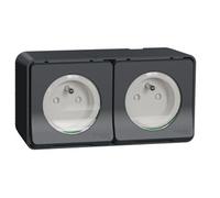 Double prise de courant 2P+T MUREVA STYL précâblée horizontale saillie IP55 - - MUR36028