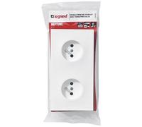 LEGRAND | Double Prise De Courant Précâblée Neptune, Installation Facile Sans Outil, Éclips De Protection Pour Enfants, Appareil Complet Prêt À Installer