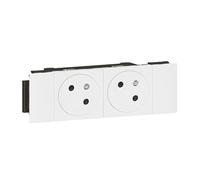 Double prise de courant 2x2P+T Surface Soluclip blanc pour goulotte Mosaic à clippage direct 4 modules - LEGRAND