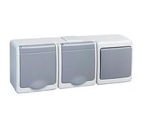 Double prise de courant avec interrupteur IP44 16 A/250 V Schuko Montage en saillie pour pièces humides