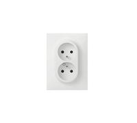 Double prise de courant compacte monobloc Dooxie - 2P+T Surface - 16A - Blanc