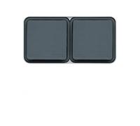 prise de courant 2p+t double horizontale 16a hager cubyko complète saillie grise