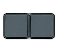 Double prise de courant horizontale 2P+T complet Cubyko en saillie - gris