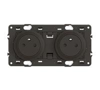 Double prise de courant Legrand Céliane avec terre précablée noire sans plaque