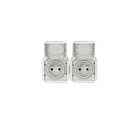Double prise de courant précâblée 2x2P+T horizontale étanche Plexo 16A 250V IP55 2 postes avec enjoliveurs blanc - 069642L - Legrand