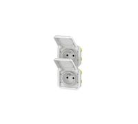 Double prise de courant précâblée 2x2P+T verticale étanche Plexo 16A 250V IP55 2 postes avec enjoliveurs blanc - 069643L - Legrand