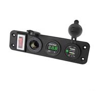 Double prise de courant USB 12 V avec voltmètre pour surveillance de la batterie du véhicule, indice d'étanchéité IP65, compatible marine (vert)