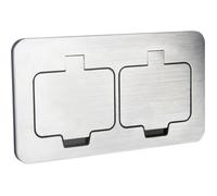 Protec - Prise de Sol Étanche Carrée Double 16A 2P+T IP55 - Métal Brossé - Ouverture Clapet 128° avec Boîte d'Encastrement Incluse - Design Élégant - 2 Postes