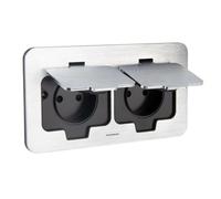 Double prise de sol étanche Initiale 16A 2P+T IP55 - Métal brossé - Protec