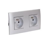- Double prise encastrée + plaque de finition Kalya - Argent
