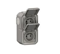 - Double prise étanche précâblée avec volet Plexo 16A 250V Vertical