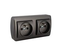 - Double prise française 2P+T 16A 250 V - en saillie noir graphite