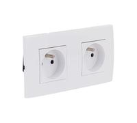 - Double prise horizontale + plaque de finition Kalya - Blanc