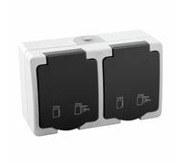 Double prise IP54, étanche à l'eau et à la poussière, idéale pour l'extérieur et les zones humides, assure une connexion électrique sûre.