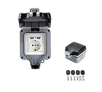 Double prise murale d'extérieur avec prise électrique USB étanche et résistante avec boîtier mural (simple)
