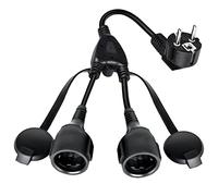 Double prise pour prise, rallonge avec 2 prises Schuko, étanche IP44, 1,5 mm², jusqu'à 250 V/16 A