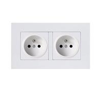 Double prise précâblée - MICH - 2P+T 16A - Blanc - Installation encastrée - Compatible double boîte d'encastrement