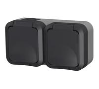 Double prise - QUARX - Étanche IP55 - Horizontale - 250V, 16A