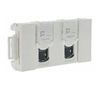 Double prise RJ45 C6 FTP - pour goulotte à clippage direct - 3 modules - blanc