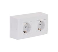 - Double prise Schuko en saillie + plaque de finition Kalya - Blanc