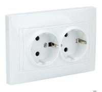 Zenitech - Double prise Schuko monoposte encastrée - Blanc - Zyna G