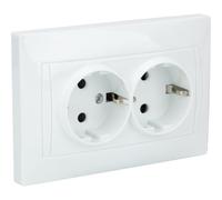 Zenitech - Double prise Schuko monoposte encastrée - Blanc - Zyna