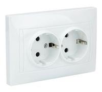 Zenitech - Double prise Schuko monoposte encastrée - Blanc - Zyna G