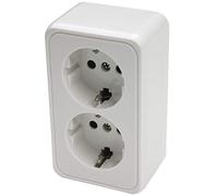 Double prise Schuko montage en saillie pour caravane, camping-car, caravane 220 V - 230 V Blanc