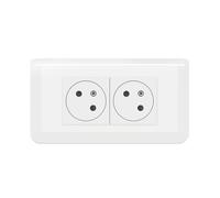 Double prise terre 2 postes blanche avec plaque de finition Legrand Dooxie