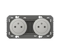 Legrand Prise double murale dooxie Surface 16A 2P+T affleurante Alu Fabriqué en France