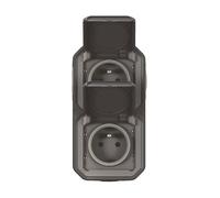 Double prise terre verticale étanche complet avec volet Plexo anthracite Legrand