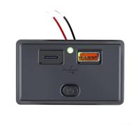 Double prise USB 1224 V PD et pour QC3 0 pour voiture et bateau avec prise d'alimentation LED pour camping-car, moto, charge rapide avec interrupteur à clé à économie d'énergie et protection (vert)