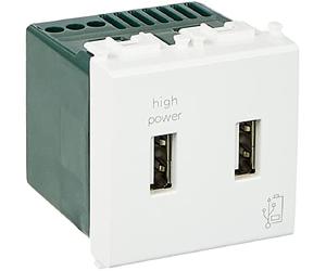 Double prise USB 2100 mA Blanc Vimar Plana