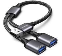 Double Prise USB, doubleur USB, Adaptateur Double USB2.0 câble Y répartiteur 1 Male vers 2 Femelle Charge données Compatible avec Ordinateur Portable PS5 PS4 lavier Souris imprimante