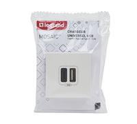 Double prise USB type A et C modulaire 15W 3A Legrand Mosaic, blanche, 1 pièce