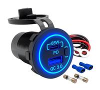Double Prise USB Voiture 12V/24V 18W USB-A + 65W Prise USB-C Charge Rapide