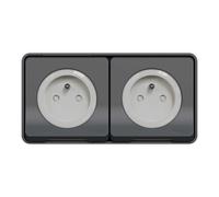 Double prise terre étanche complet Mureva gris Schneider