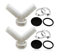 Double raccord pour machine à laver - 2 jeux de tuyau de vidange de 1" - Adaptateur Y universel - Double raccord universel - Pour machine à laver et lave-vaisselle - Avec joint d'étanchéité - Colliers