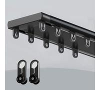 Double rail de rideau silencieux et robuste de 5,8 m en alliage d'aluminium blanc pour salon, chambre à coucher, hôpital, installation facile, durable et élégant (noir)