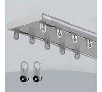 Double rail de rideau silencieux et robuste en alliage d'aluminium blanc pour salon, chambre à coucher, hôpital, installation facile (gris, 122 cm)