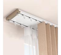 Double rail de rideau silencieux - Séparateur de pièce monté au plafond pour chambre à coucher et hôtel Installation facile avec connexion croisée
