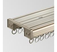 Double rail en aluminium pour montage mural plafond 70 600 cm Clete Set avec 2 couches pour baie vitrée Séparateur de pièce (Champagne A 220 cm)
