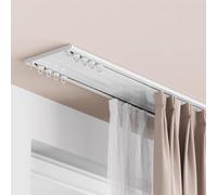 Double rail invisible pour rideaux - Rail de plafond silencieux de 1 à 6 m - Idéal pour un commerce, un appartement, un hôtel, un hôpital - Blanc - 2,2 m - Design réduction du bruit