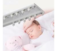 Double Rail Joint Ultra Fin, Tringle Silencieuse Pour Rail De Rideau, Pour Fenêtre Ouvrant Vers L'intérieur, Rail Droit, Rail Coulissant Invisible, Montage Au Plafond(White-A,110cm/3.6ft)