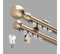 Double rail M à fixation murale, système de barre de curt romaine en alliage d'aluminium avec rouleaux, pour séparateur de pièce, salon, chambre à coucher, bureau, salle de bain (2,4 m)