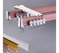 Double Rail Rideaux Plafond, Système De Rails Flexibles Pour Rideaux, Tringle À Rideau Coulissante De 100/200/300/400cm Pour Douches Chambres(Rose Side,2m/6.56ft)