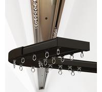 Double Rails De Rideaux Piste De Rideau Avec Connecteur D'angle À 90 Degrés, Silencieuse Conjoined Tringle A Rideaux Pour Rail Plafond, Système De Rideau Occultant Tringle Coulissant(Black,2m)