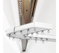 Double Rails De Rideaux Piste De Rideau Avec Connecteur D'angle À 90 Degrés, Silencieuse Conjoined Tringle A Rideaux Pour Rail Plafond, Système De Rideau Occultant Tringle Coulissant(White,6m)