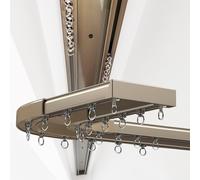 Double Rails De Rideaux Piste De Rideau Avec Connecteur D'angle À 90 Degrés, Silencieuse Conjoined Tringle A Rideaux Pour Rail Plafond, Système De Rideau Occultant Tringle Coulissant(Metallic,5m)