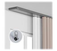 Double Rails De Rideaux Rideau Rai Plafond, Rail De Rideau en Aluminium Silencieux Et Résistant Rail Rideaux avec Poulies À Lame d'acier Et Vis De Montage(Gris,240cm)